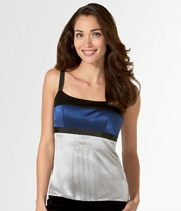 A unique mix of colors this colorblock-silk-charmeuse top $79  available at Ann Taylor.com