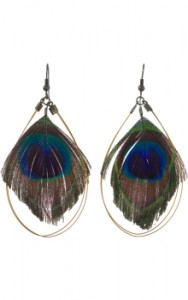 Beautiful peacock feather earings a true statement piece another great find at Charlotte russe