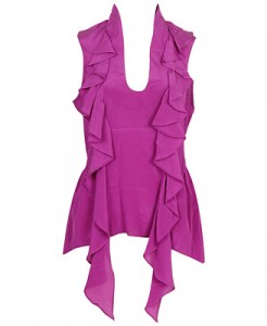 An elegant ruffle bouse in this eye popping fushia. Pear with some dark jeans. $22.80 available at forever 21