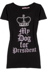 Juicy Courture has jumped on the presidential band wagon and this T is super cute!  $70 available at Juicy Couture.com