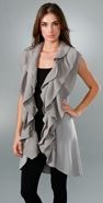 long ruffle cardigan  comes in both black and grey belt it or leave it open  extremely comfy!! available at shopbop.com